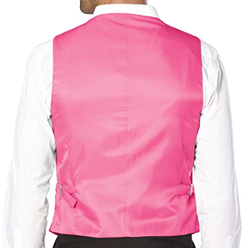 Brand Men's Dress Vest Formal Waistcoat for Suit Solid HOT PINK2