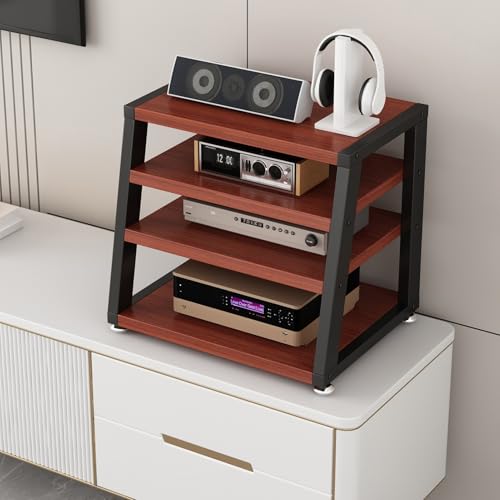 2/3/4-poziomowa szafka na media AV z drewnianymi półkami, wielofunkcyjny stojak na telewizor do domowego biura, routera i stojaka stereo, DVD i konsoli do gier, 40 cm (15,7 cala)