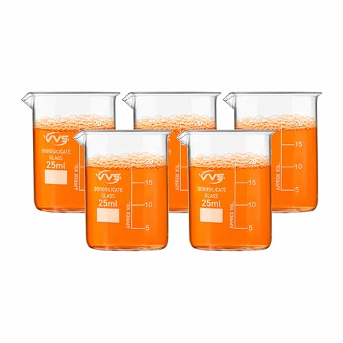 Image of VVS Borosilicate Glass Beaker 25ml pack of 5 of For School College, Lab Laboratry and professional use