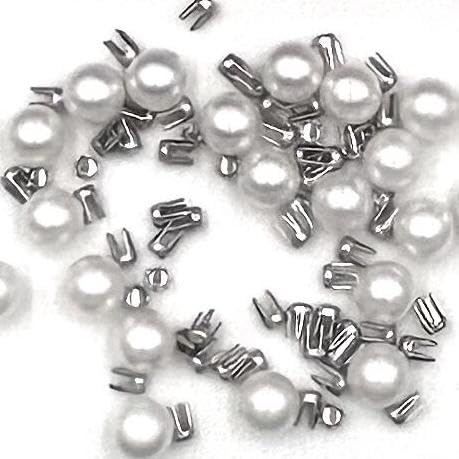 Prabhas Designs Nails (Rivet) for Pearl Setting Machine, 50g, Approx 1800 pcs, Pearl Rivet Buttons, Pearl Hand made Tools for Hats/Shoes/Clothes/Bags, Skirt Setting Machine, Silver color (50, Grams)-image-0