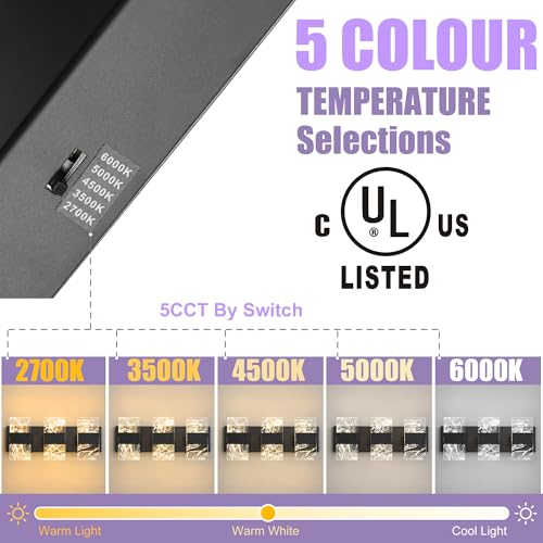 Image of Modern LED Bathroom Light Fixtures Dimmable 3-Light Black Vanity Light