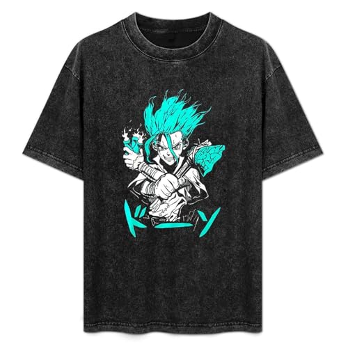 Dr Stone Ishigami Senku Unisex T-Shirt Printed tee Graphic Top Men Black Shirt M