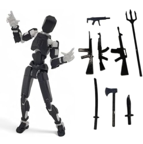 Image of (Do it Yourself) Action Figure Toys,DIY Assembly Dummy 13 Action Figures,Articulated Joints Robot,Gift Idea for Teens & Adults for 14+ (Black Armor White, Black Armor White)