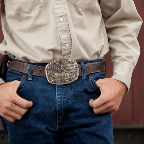 Image of Cowboy Belt Buckle for Men Western Cowgirl Rodeo Longhorn Bull Belt Buckles