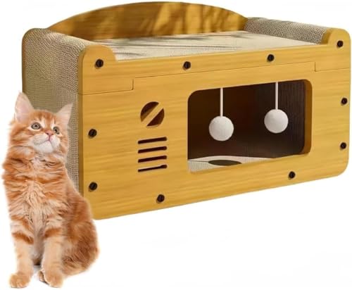 キャット猫爪研ぎ ハウス 階段 猫 爪研ぎハウス 大型 猫 ダンボールハウス おしゃれ 猫 爪研ぎ 段ボール 大きめ 猫ハウス 木製 夏 猫 爪研ぎベッド 屋内 爪研ぎ 猫 ダンボール 2段 キャットハウス 隠れ家 Youlines (A:56*34*32