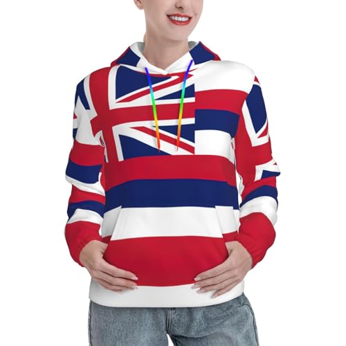 Sweat à capuche drapeau hawaïen pour femme avec poche kangourou extensible
