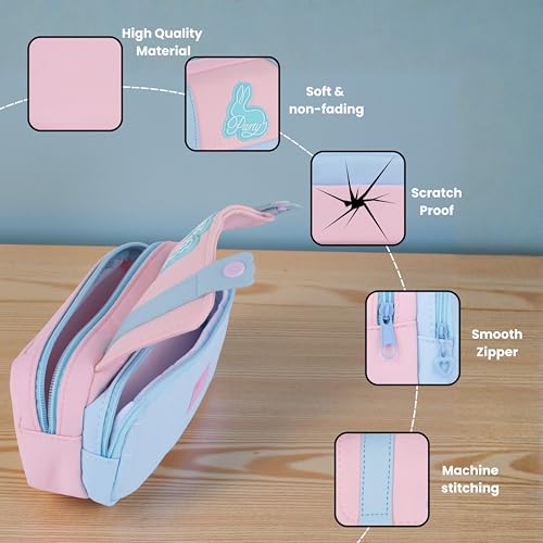 Image of Pencil Cases Large Capacity Pencil Bag Pouch Holder Box for Girls Kids Office Students Organizer School Stationery Supplies (Pink)