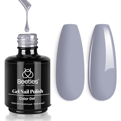 Image of Beetles Grey Gel Nail Polish, 15ml Summer Blue Gel Polish Soak Off UV LED Nail Lamp Nail Art Manicure Salon DIY Home 0.5Oz Nail Polish for Women