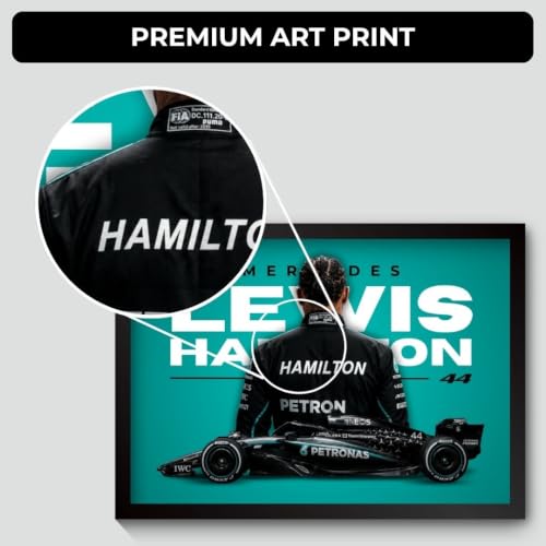 Image of Lewis Hamilton Merceds Poster | Framed Merceds F1 Car A4 Sized (31 x 23 cm) | Lewis Hamilton F1 Poster | Merceds Car Posters for Wall, Gift for Boys, Formula 1 Frames | Formula 1 Frame (F 244)