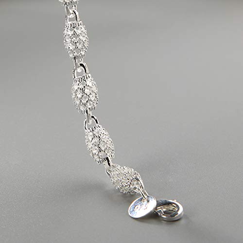 Aland Women's Silver Plated Hollow Chain Bracelet Charm Wrist Bangle Clasp Gift