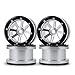 RC-Hub 4 Pcs 2.2" Alloy 8 Spokes Beadlock Wheels Rims Black fit 12mm Hex for Crawler Wraith #15 (Silver)