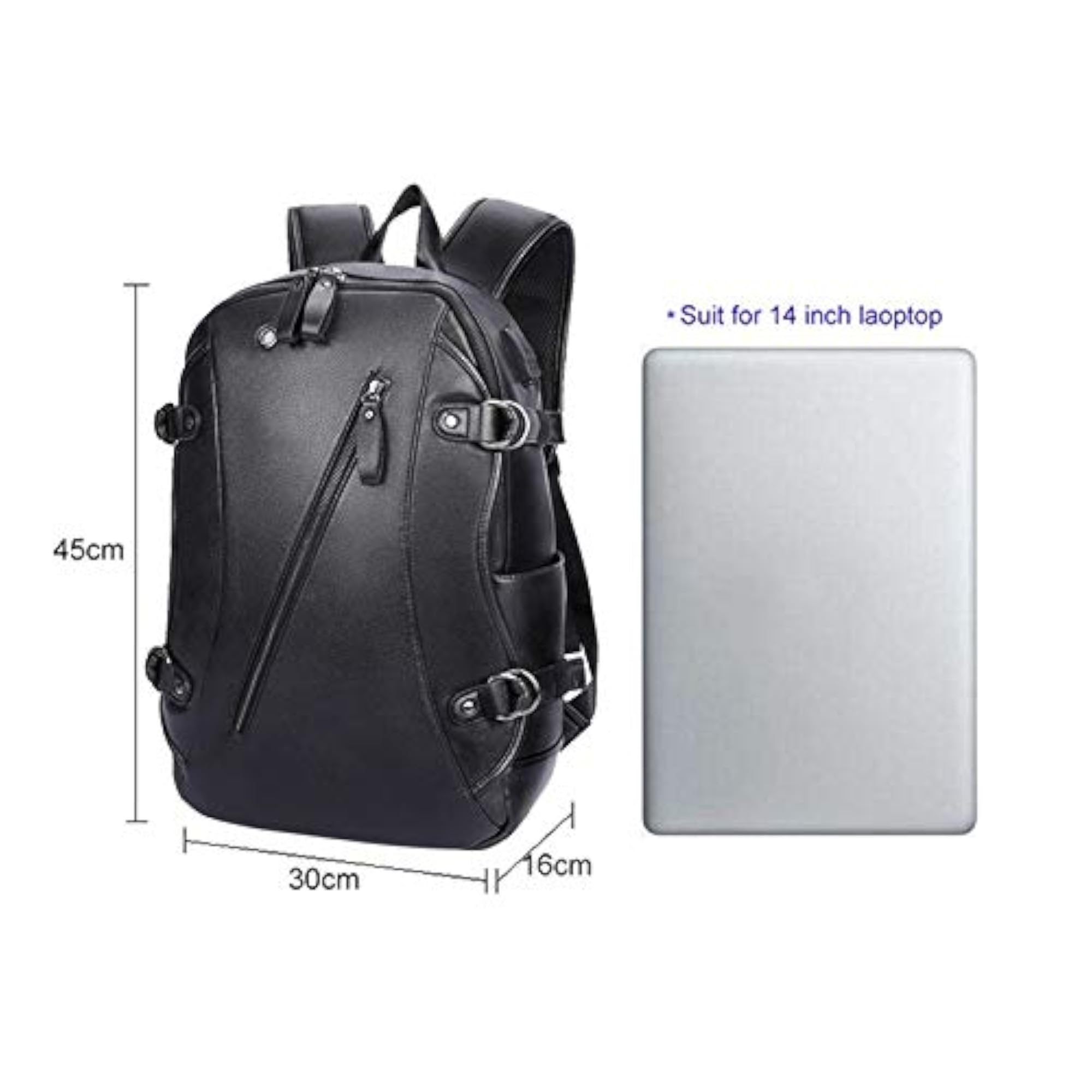 Men's Multifunctional Waterproof PU Leather Backpack