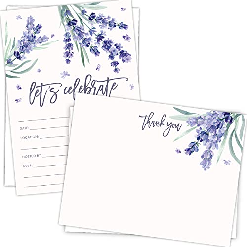 Koko Paper Co Lavender All-Occasion Invitations and Matching Thank You