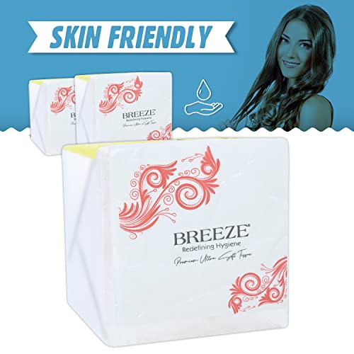 Image of BREEZE BRE004 2 Ply Paper Serviettes Cocktail Napkin Super Soft & More Absorbent Plain Tissue with 50 pulls (Pack of 6 /300 Tissues)