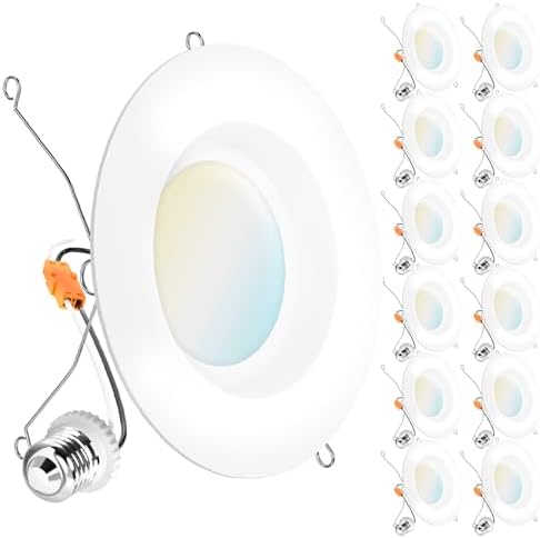 Sunco 12 Pack 6 Inch Retrofit LED Recessed Can Lights, 5CCT, 13W=75W