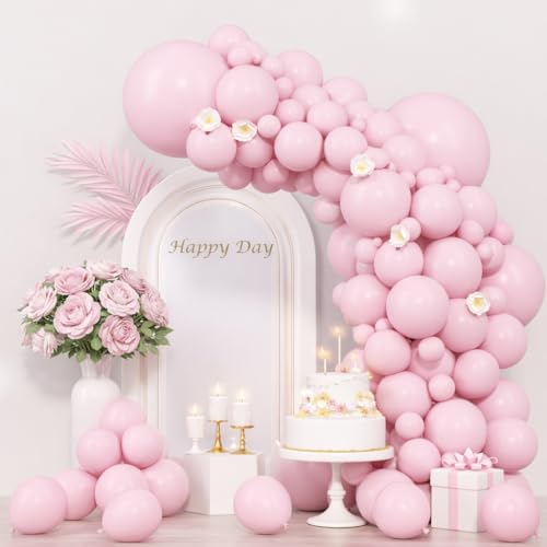 Voircoloria 130pcs Light Pink Balloons Different Sizes 18 12 10 5 Pastel Pink Balloons for Birthday Party Baby Shower Wedding Gender Reveal Baby Shower Anniversary Party Decorations
