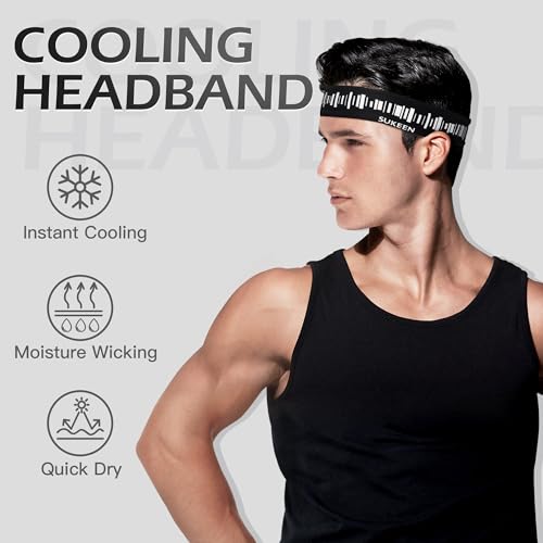 Sukeen Bandanas refrescantes para homens, faixa de suor com absorção de umidade, faixa de cabeça ref