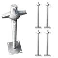 ZUIWAN Heavy Duty 18" Adjustable Leveling Jack Scaffolding Feet - Set of 4, Leveling Screw Jack with Base Plate,Silver Galvanized Solid Threaded Rod with 1.2" OD for Baker-Style Scaffolding