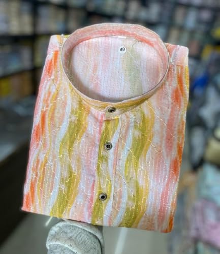 Image of FOXDX Men's Traditional Cotton Floral Printed Only Kurta