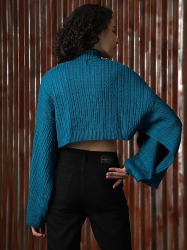 Image of High Star Women Acrylic Knitted Boxy Fit Turtle Neck Full Sleeves Sweaters 52