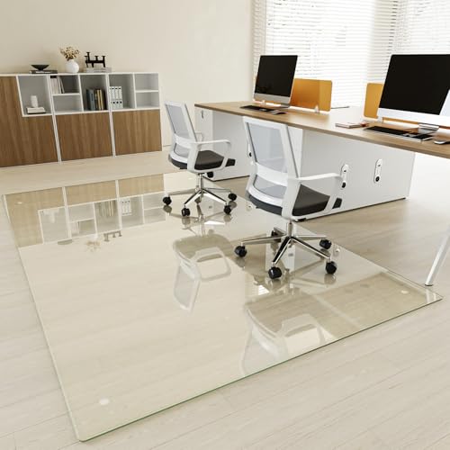 Image of [Tempered Glass] 48 inch x 80 inch Glass Office Chair Mat for Carpet