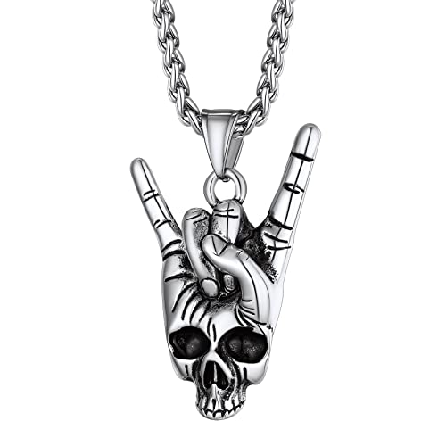 Richsteel Necklaces for Men Womens Stainless Steel Punk Rock Roll Pendant Hip Hop Jewelry