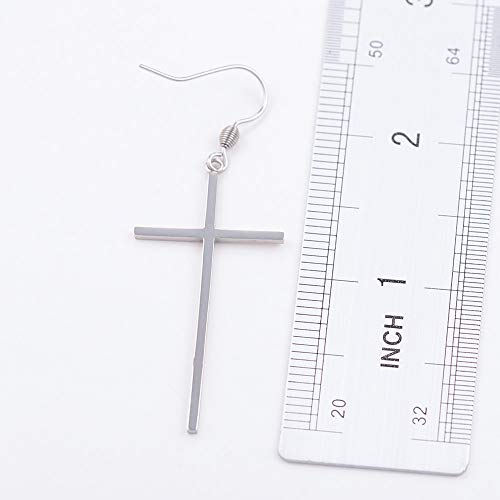 Jeka Cross Long Dangle Earrings For Women Girls Stainless Steel Hypoallergenic Drop Fashion Minimalist Jewelry Silver Christian Religious Easter Gifts For Women #TOP5