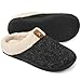 Price comparison product image ULTRAIDEAS Men's Cozy Memory Foam Slippers with Fuzzy Plush Wool-Like Lining, Slip on Clog House Shoes with Indoor Outdoor Anti-Skid Rubber Sole(Dark Black, UK Size 6-7)