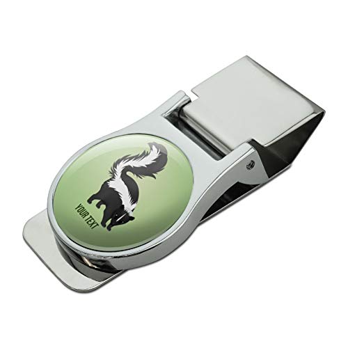 Personalized Custom 1 Line Skunk Satin Chrome Plated Metal Money Clip