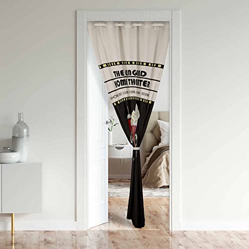 Movie Theater Door Curtain for Doorway Privacy Movie Night Closet Door Cover Curtain for Bedroom Living Room Popcorn 30%-50% Room Darkening Blackout Insulated Thermal Curtain 132x203cm 1 Panel - Image 2