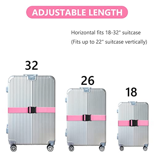 4 Pack Luggage Straps With 4 Pack Luggage Tags, Adjustable Suitcase Belts With Quick Release Buckle, Non-Slip Security Belts & Suitcase Tags, Travel Accessories For All Suitcase Baggage #TOP2