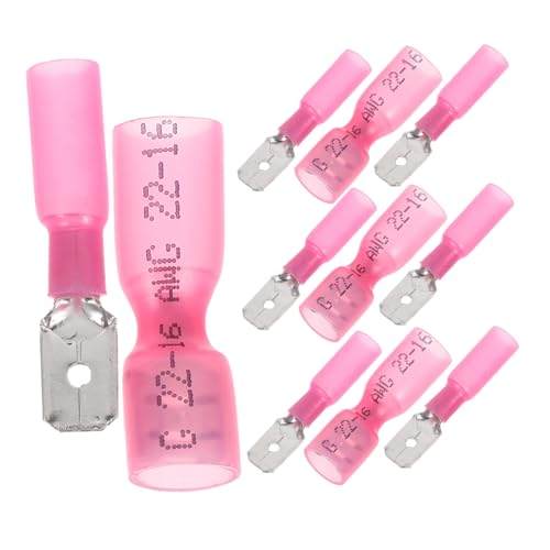Ciieeo 50 Paare Vollisolierte Flachsteckhülsen Set Schnellverbinder Stecker Buchse Schrumpfschlauch Elektrische Crimpklemmen Auto und Elektrozubehör Rosa Awg Wartungsfreundlich Sicher