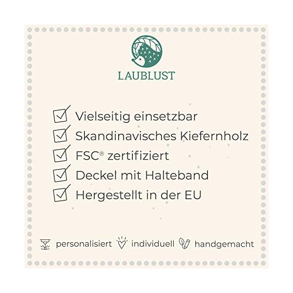 LAUBLUST Erinnerungsbox Baby Personalisiert - Teddybär - Geschenk zur Geburt | M - ca. 30x20x14cm, Holzkiste Natur FSC® – Bild 6