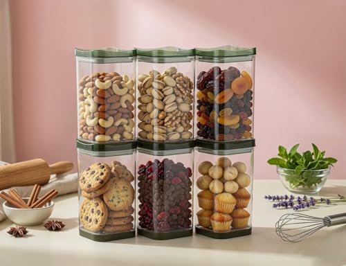 Image of TASTIC Kitchen Storage Containers Masala Box | Airtight BPA Free Plastic Containers for Spices, Snacks, Dry Fruits, Namkeen & Grocery Organization (GREEN)