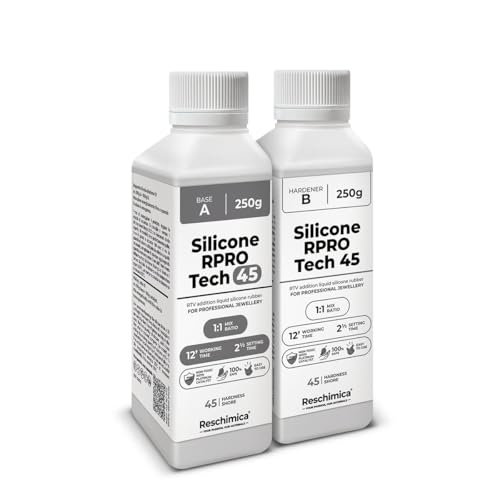 Silicone pour moulage Traslucide 1:1 R PRO TECH 45, Facile à Utiliser, très résistant et non toxique, idéal pour résines, cire, plâtre et autres matériaux (500 gr)
