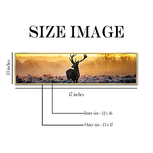 Image of PAINTINGMANTRA Alone Dear Standing Large Canvas Painting Famed Panel Wall Painting, Framed Luxury Paintings for Home Decoration, Living room, Bedroom and Office Decor (Yellow, 13x47 Inch)