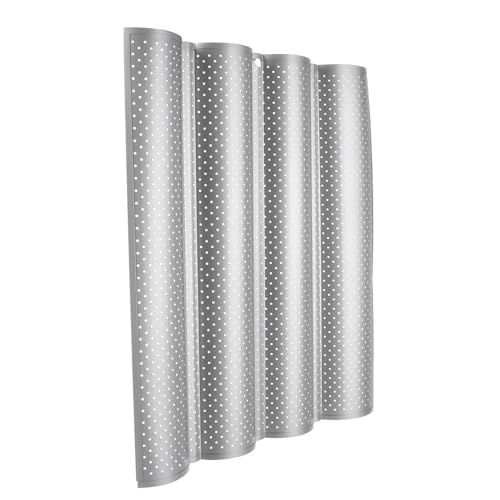 COLLBATH Baking Silver Bread Stick Wave Baking Tray for Home Cake Shop Non-stick French Bread Pan for Homemade Easy to Clean and Design