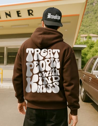 Image of Veirdo Cotton Fleece Regular Fit Full Sleeve Hooded Sweatshirt Front and Back Graphic Printed Jumper Hoodie for Men