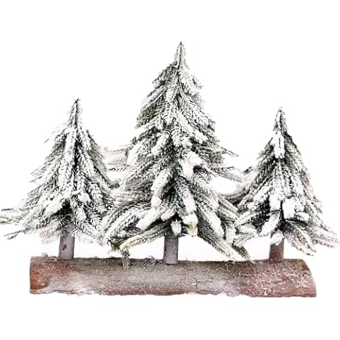 alfyng Mini Tabletop Christmas Tree, 3 pcs Connected Artificial Snow Frost Flocked Xmas Tree, 10.6Inch Miniature Pine Desktop Christmas Xmas Tree with Wooden Base for Dining Table Home Christmas Décor Cover
