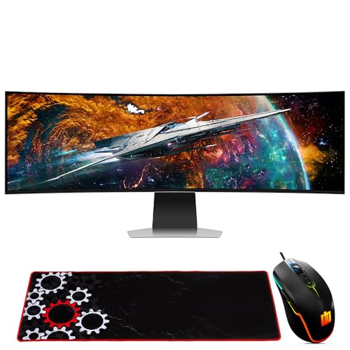 Image of Samsung 57 inch Odyssey Neo G9 Dual 4K UHD Quantum Mini-LED Curved Gaming Monitor Bundle with Deco Gear Wired Gaming Mouse + Large Extended Pro Gaming Mouse Pad Water Resistant