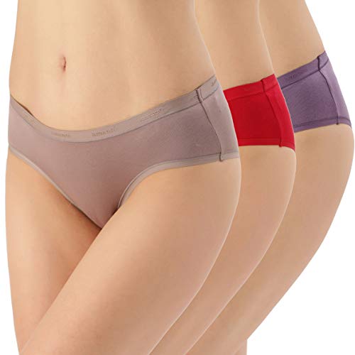 Image of Amante Solid Cotton Low Rise Hipster Panty Pack(Pack of 3)