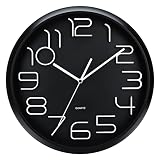 13'' Large Wall Clock, Non-Ticking Silent Quartz Decorative Clocks, Battery Operated, Round Retro In