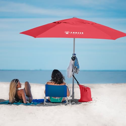 AMMSUN 8ft Large Beach Umbrellas for Sand with Sand Anchor, Air Vent, hook by AMMSUN - Used condition - Image 2