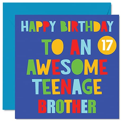 Divertidas tarjetas de felicitación de 17 cumpleaños para hermano – Impresionante hermano adolescente 17 – Tarjeta de felicitación de 17 cumpleaños de Sister Step Brother, Hermano, regalos de