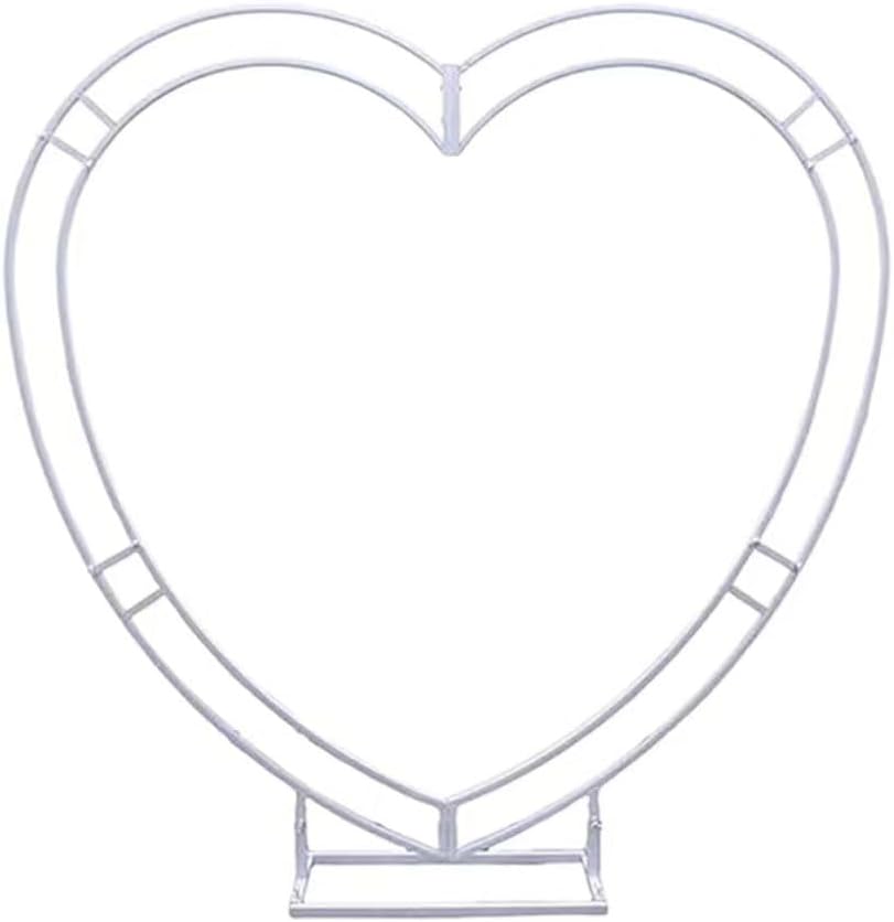 Wedding Heart Arch Stand Double Heart Shaped Round Backdrop Stand White 6.7ft Metal Balloon Arch Kit for Proposal, Bridal, Valentine, Climbing Plants Garden Party Decorations