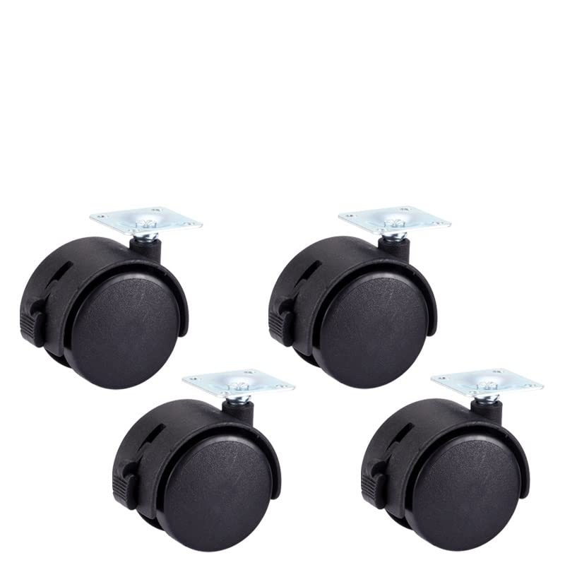 40 i 48 mm kółka obrotowe z hamulcami - kółka zamienne do mebli - Wytrzymałe - Zestaw 4 - płynne łożysko - Łatwy montaż - Trwała guma - Idealne do domu e