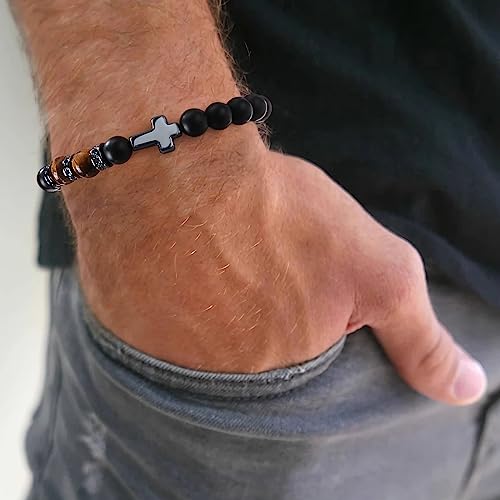 Mens Bracelet with Love Card Inspirational Jewelry Gifts for Man Christian Religious Baptism Valentines Day Graduation Retirement Christmas Beaded Bracelets Gifts2