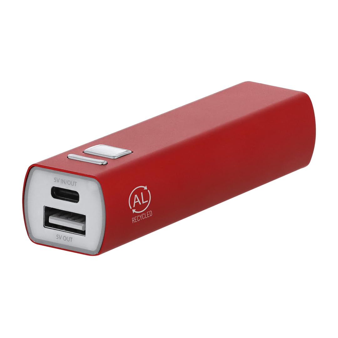 Lote de 10 Power Bank en Aluminio Reciclado. Capacidad de Carga 2600 MAh, con Cable Tipo C Incluido. con botón ON/Off.