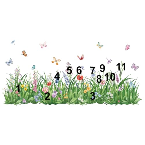 wondever Green Grass Wall Decals Wildflower Butterfly Wall Corner Stickers by wondever - Used condition - Image 5