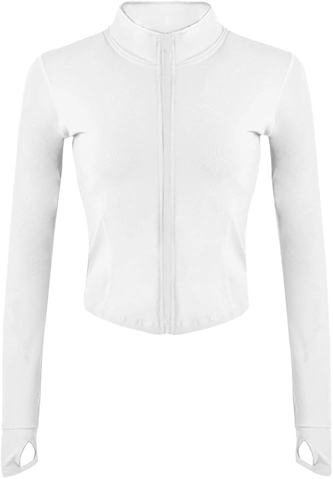 Lviefent Womens Lightweight Full Zip Running Track Jacket Workout Slim Fit Yoga Sportwear with Thumb Holes